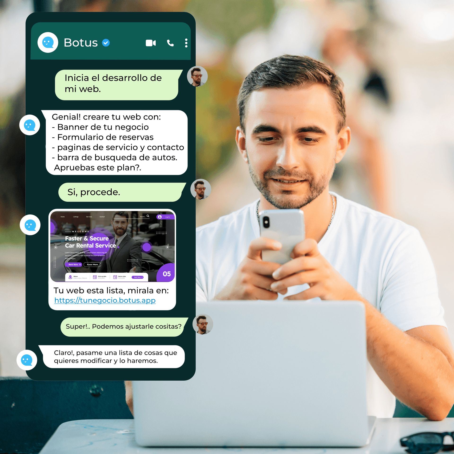 Botus creando un sitio web para negocios locales