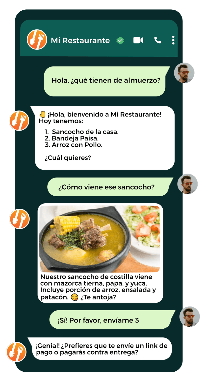 Botus AI atendiendo un restaurante por WhatsApp